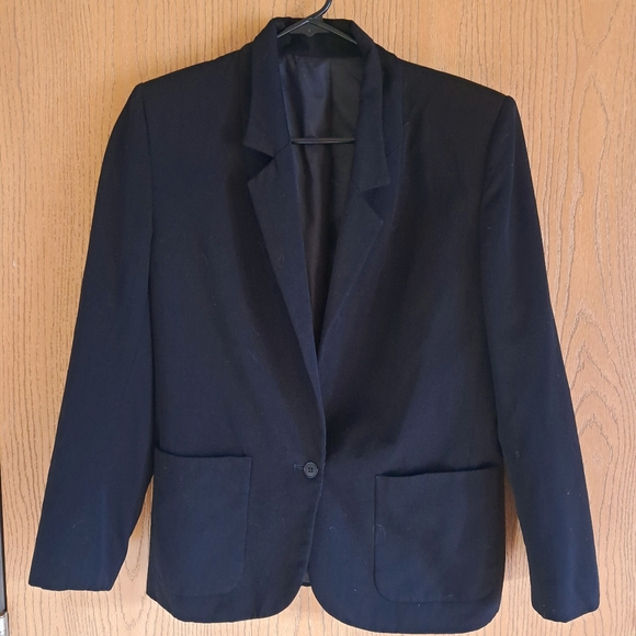 Vtg. 80's Paul Stanley/Coco Beland Black Wool Boxy Classic Blazer 6 - Picture 2 of 10